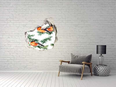 Hole in the wall decal Birds against a green background