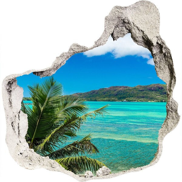 3D wall hole wallpaper Tropical paradise behind the wall