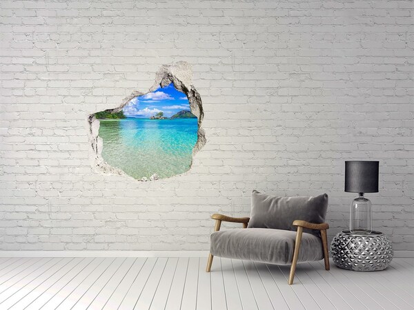 3D wall hole wallpaper Paradise Bay
