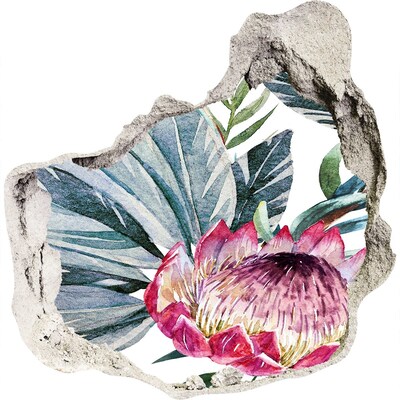 Hole in the wall decal A flower paradise among the leaves