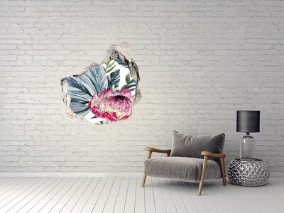 Hole in the wall decal A flower paradise among the leaves