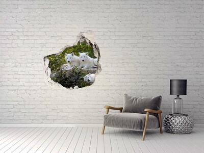 Hole wall sticker Arctic Wolves in a Natural Habitat