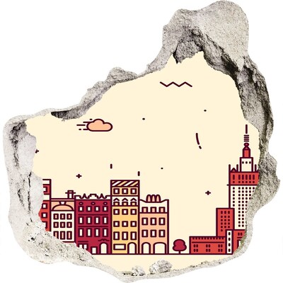 3D wall hole The city behind the wall