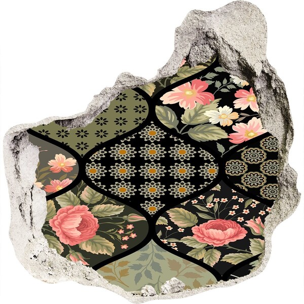 Hole wall sticker Floral pattern on a stone background