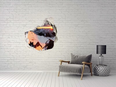 Hole wall sticker Mountain sunset