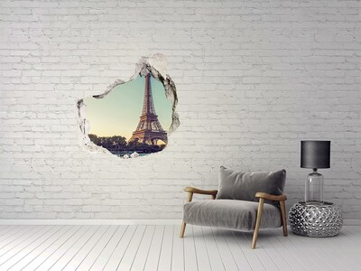 Hole wall sticker The Eiffel Tower in the setting sun