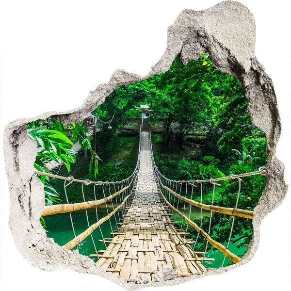 Hole wall sticker Bridge in the jungle