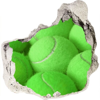 Hole in the wall decal Green tennis balls behind the wall