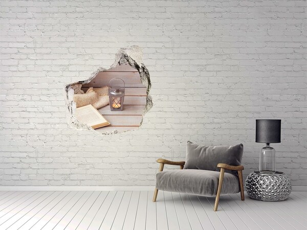 Hole wall sticker A cozy corner with a lantern