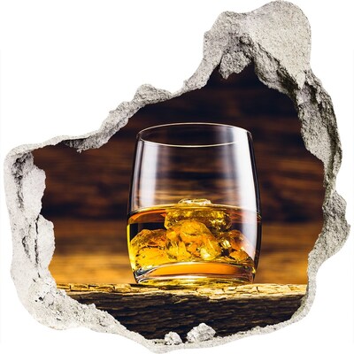 Hole in the wall decal A glass of whiskey with ice