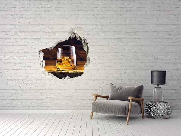 Hole in the wall decal A glass of whiskey with ice