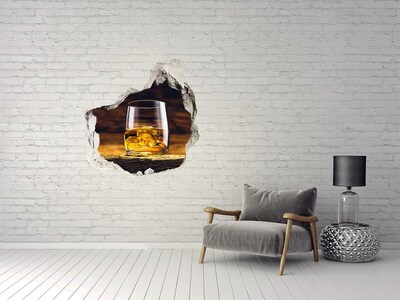 Hole in the wall decal A glass of whiskey with ice
