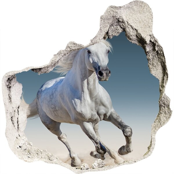 Hole in the wall decal A white horse on the run