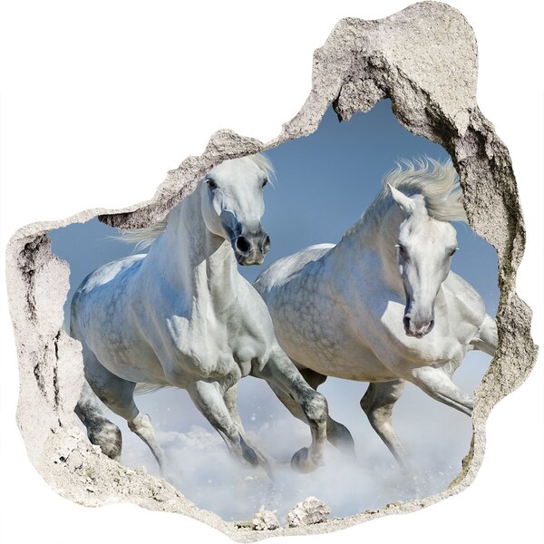 Hole in the wall decal White horses on the loose
