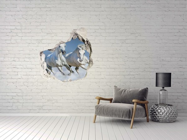 Hole in the wall decal White horses on the loose
