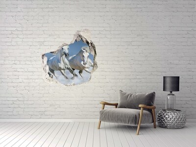 Hole in the wall decal White horses on the loose