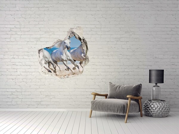Hole in the wall sticker White horses on the beach