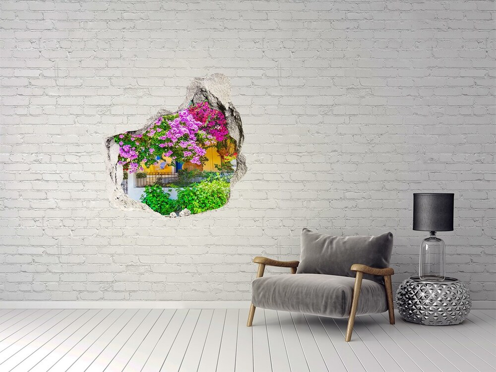 3D wall hole wallpaper Lights in the city