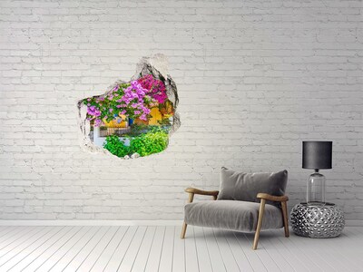 3D wall hole wallpaper A flower paradise behind the walls