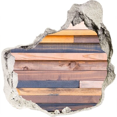 Hole wall sticker Wooden wall through a hole