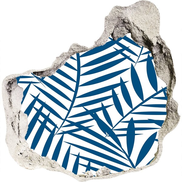 Hole wall sticker Tropical leaves in a hole in the wall
