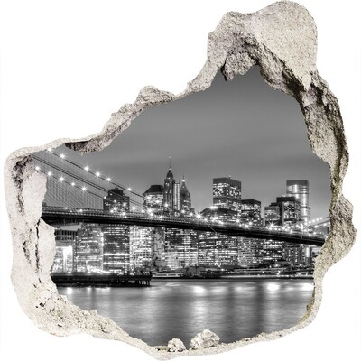 Hole in the wall sticker New York skyline in monochrome