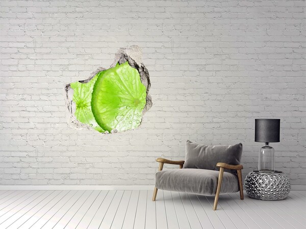 Hole in the wall decal Juicy lime in concrete