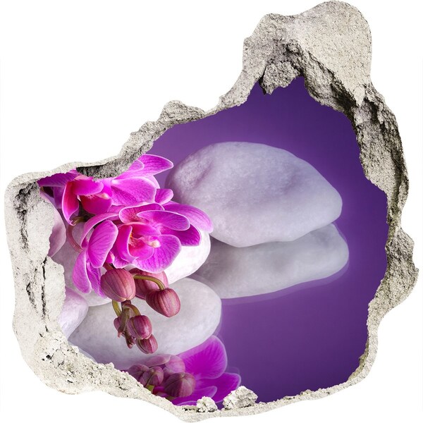 Hole wall sticker Orchids on a background of stones