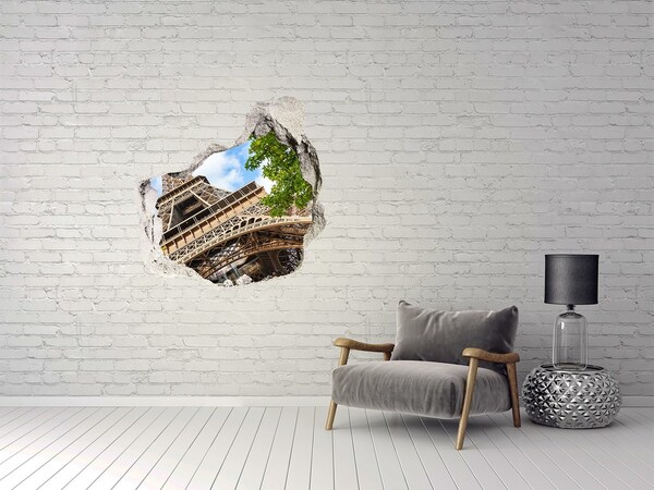 3D wall hole The Eiffel Tower in Paris