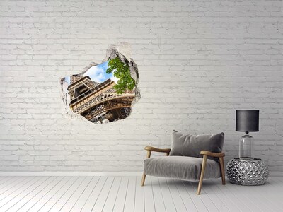 3D wall hole The Eiffel Tower in Paris