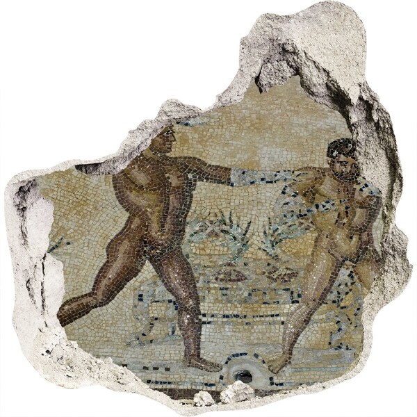Hole wall sticker Ancient gladiator combat