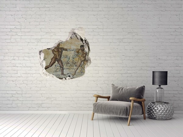 Hole wall sticker Ancient gladiator combat