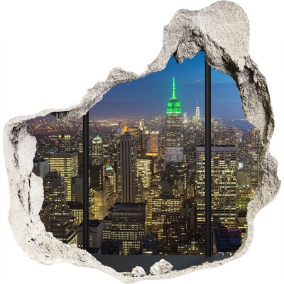 3D wall hole New York at night