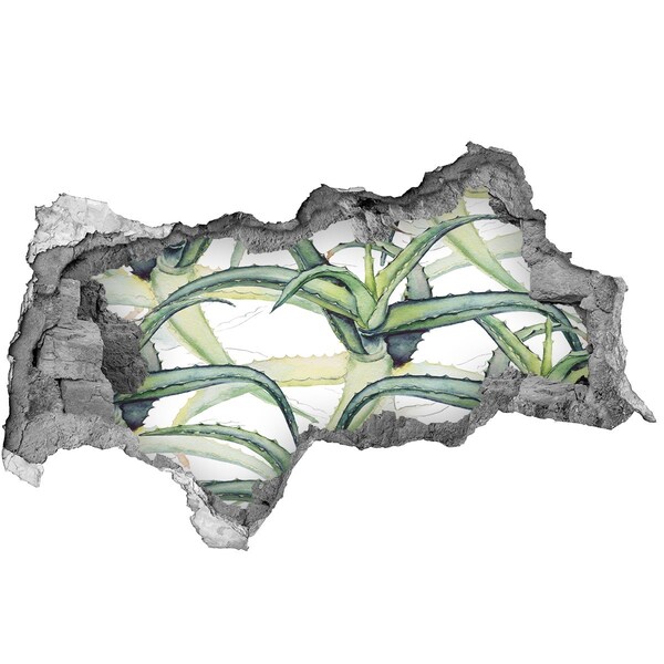 3D wall hole wallpaper A green oasis in concrete