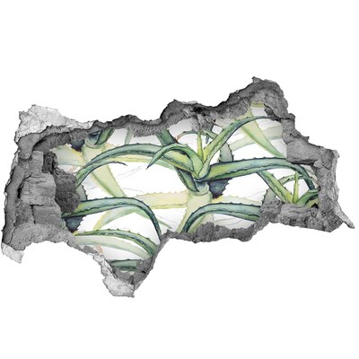 3D wall hole wallpaper A green oasis in concrete