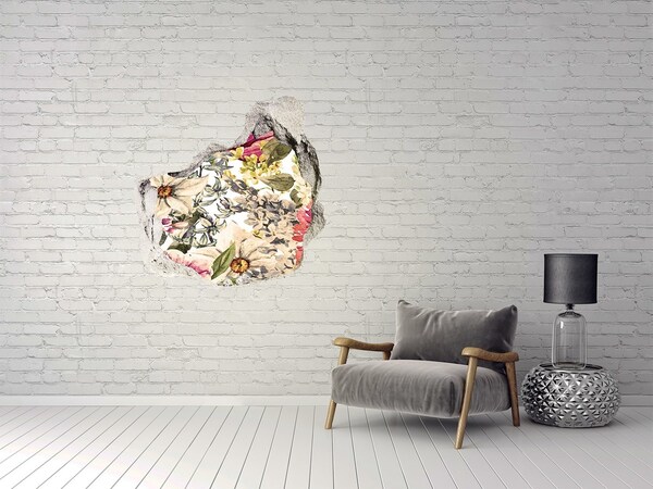 3D wall hole wallpaper Flower garden behind the wall