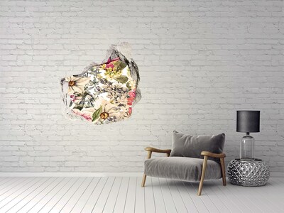 3D wall hole wallpaper Flower garden behind the wall
