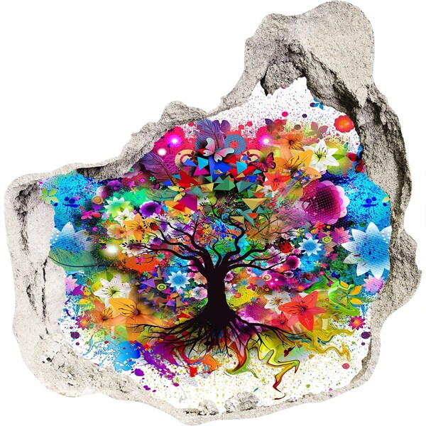 Hole in the wall sticker Colorful Tree of Life