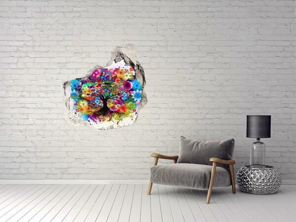 Hole in the wall sticker Colorful Tree of Life