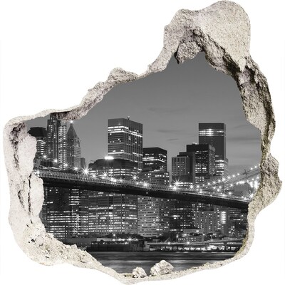 Hole in the wall sticker New York skyline at night