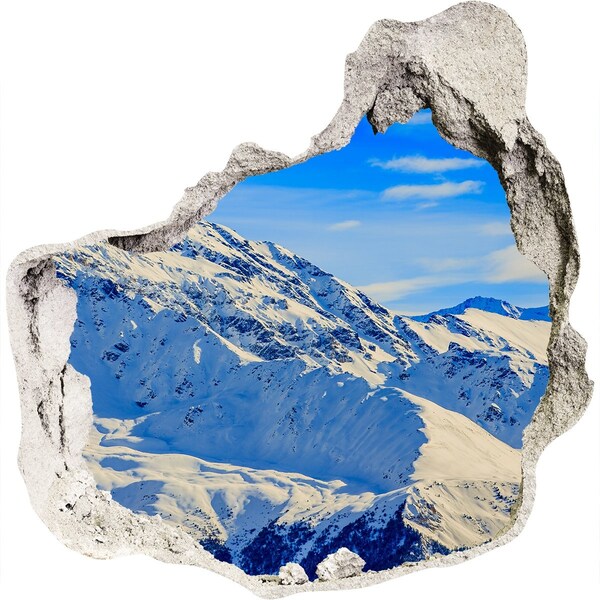 Hole wall sticker Winter mountain landscape