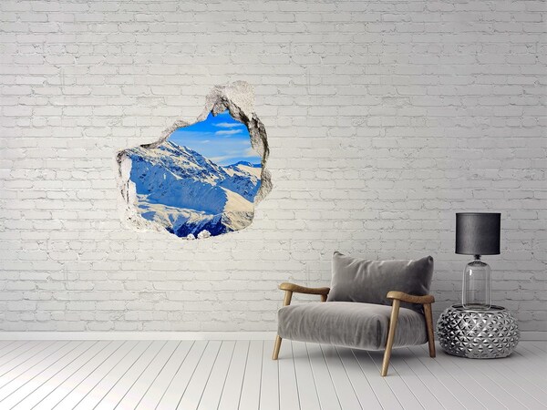 Hole wall sticker Winter mountain landscape