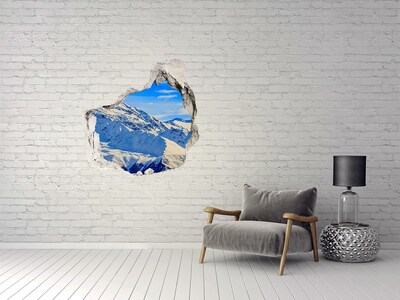 Hole wall sticker Winter mountain landscape