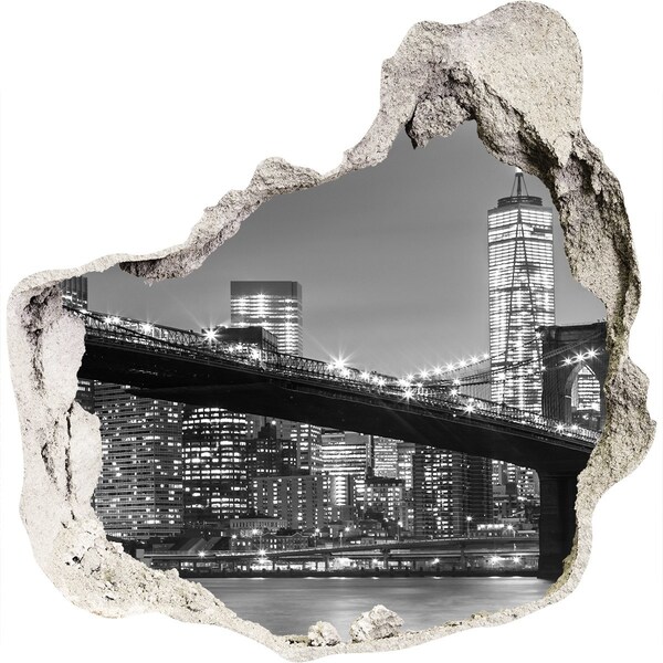 Hole wall sticker New York Bridge