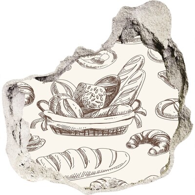 Hole in the wall sticker Basket with bread