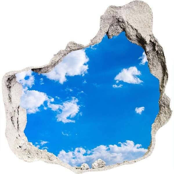 Hole in the wall sticker Blue sky with clouds