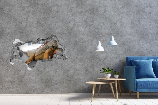Hole in the wall decal Iguana in a damaged wall