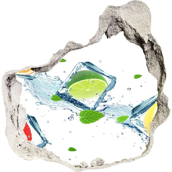 3D wall hole wallpaper A refreshing cocktail in a summer setting