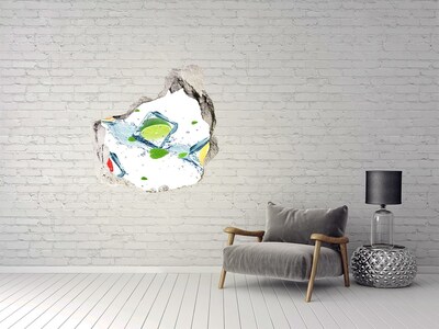 3D wall hole wallpaper A refreshing cocktail in a summer setting