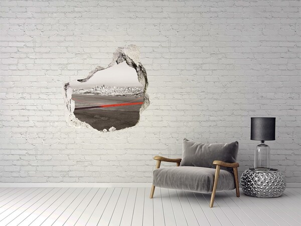 3D wall hole wallpaper View of San Francisco with the Golden Gate Bridge